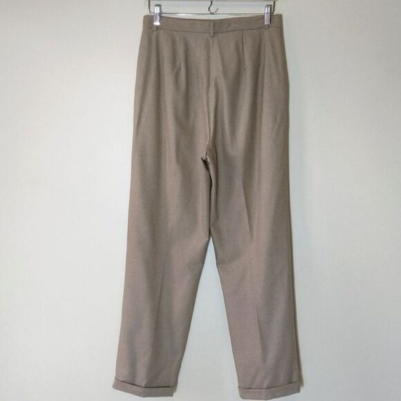 Vintage Lands End Tan Cashmere Wool  Trouser Pants Pleated High Waist Size 10 - Picture 9 of 16